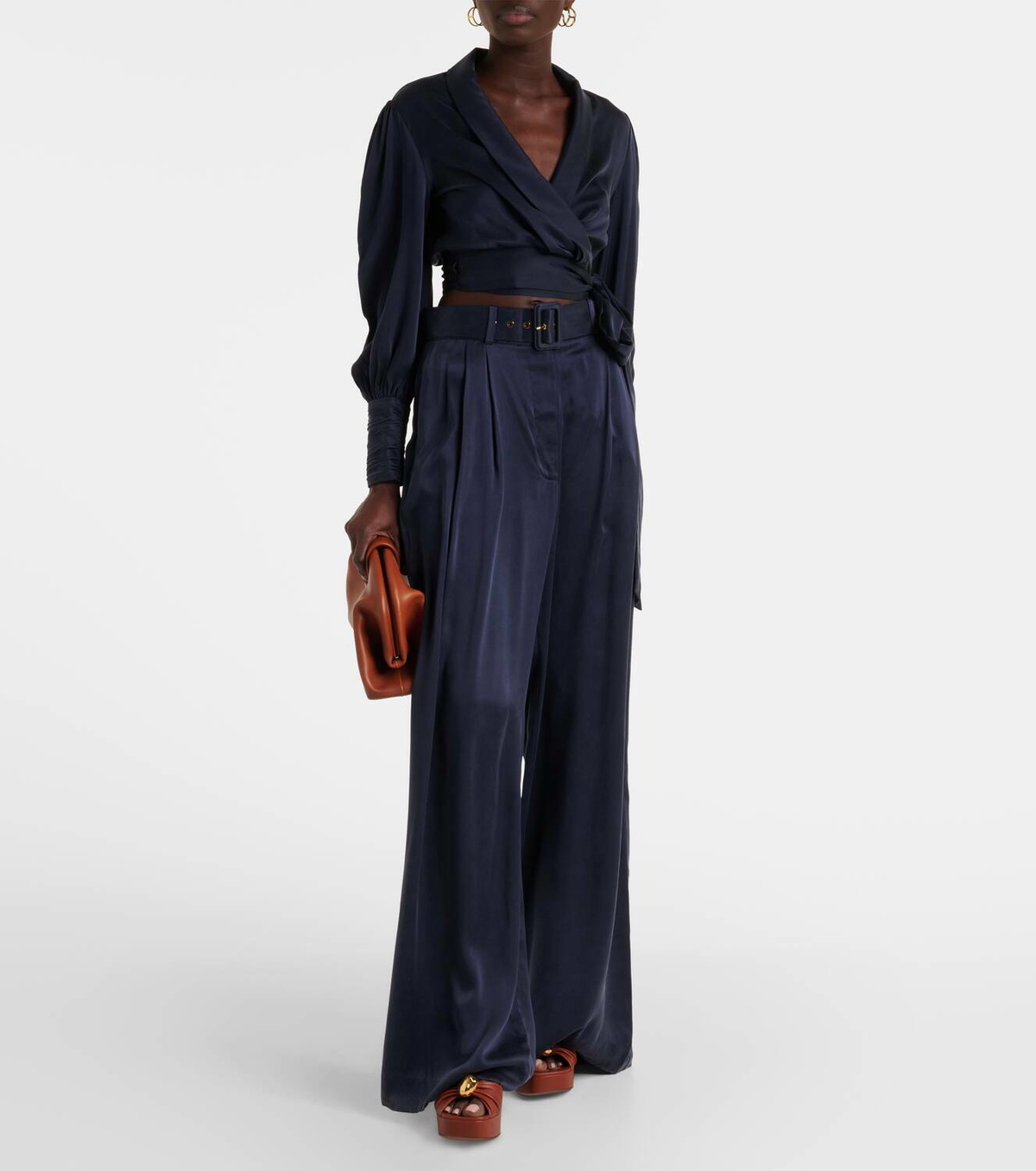 【Zimmermann】Tuck silk wide-leg pants Zimmermann Silk Wide-Leg Tuck Pants | Neiman Marcus