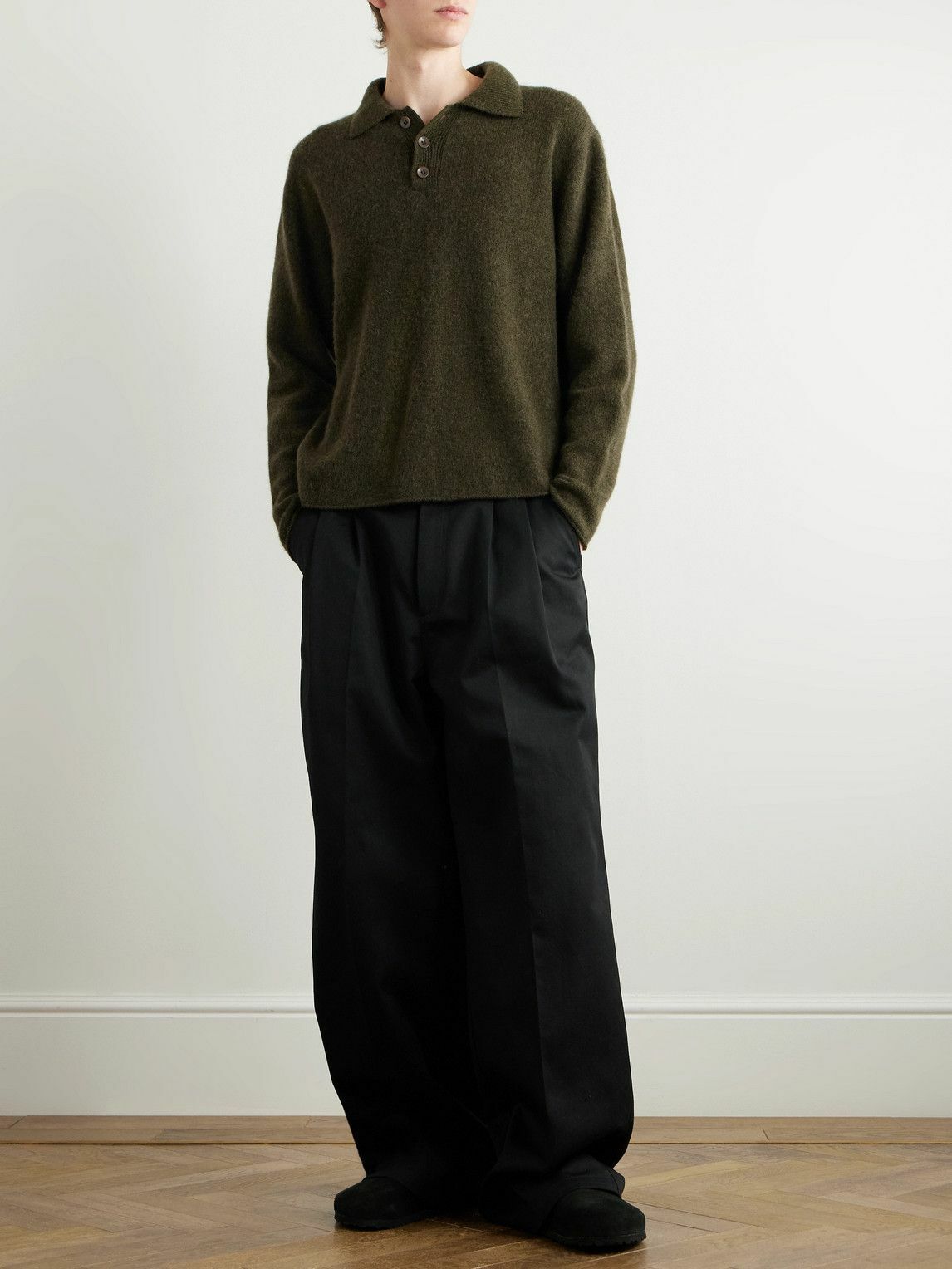 The Elder Statesman - Cashmere Polo Shirt - Green