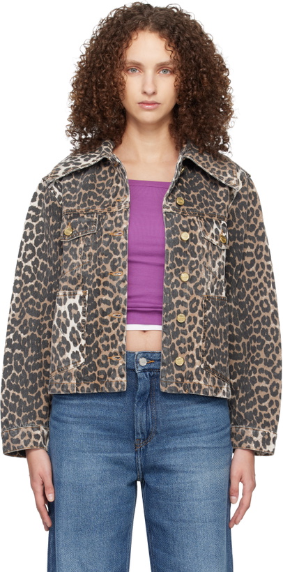 Photo: GANNI Brown & Black Leopard Denim Jacket