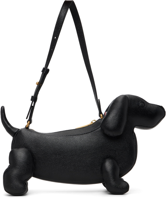 Photo: Thom Browne Black Pebble Grain Baby Hector Shoulder Bag