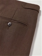 Stoffa - Straight-Leg Pleated Linen Suit Trousers - Brown