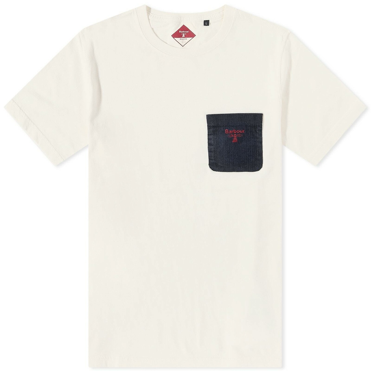 Photo: Barbour Men's Beacon Cord Pocket T-Shirt in Whisper White