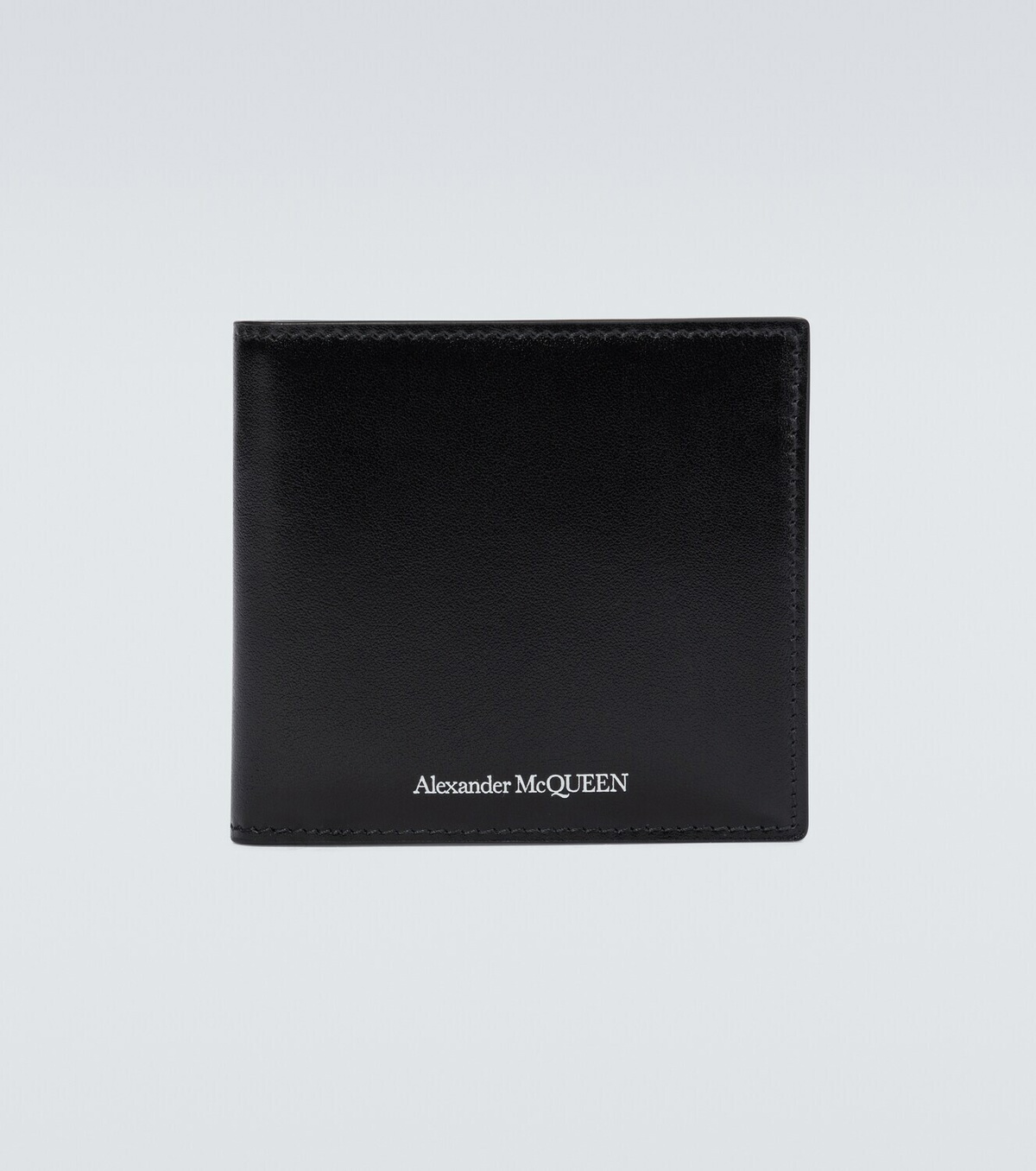 McQueen Bifold Wallet With Logo In Black Calfskin main image 0