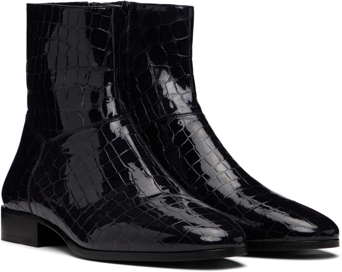 Fear of God Navy Croc-Embossed Ankle Boots