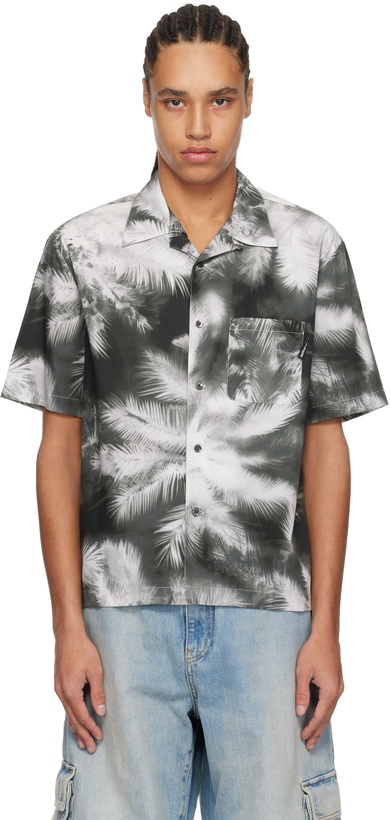 Photo: Palm Angels Black & Gray Blueprint Palms Shirt
