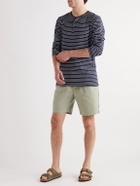 Hemen Biarritz - Niko Slim-Fit Striped Organic Cotton-Jersey Henley T-Shirt - Blue