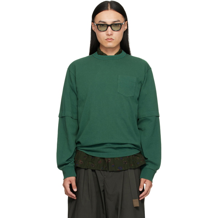 Photo: sacai Green Cotton Jersey L/S T-shirt