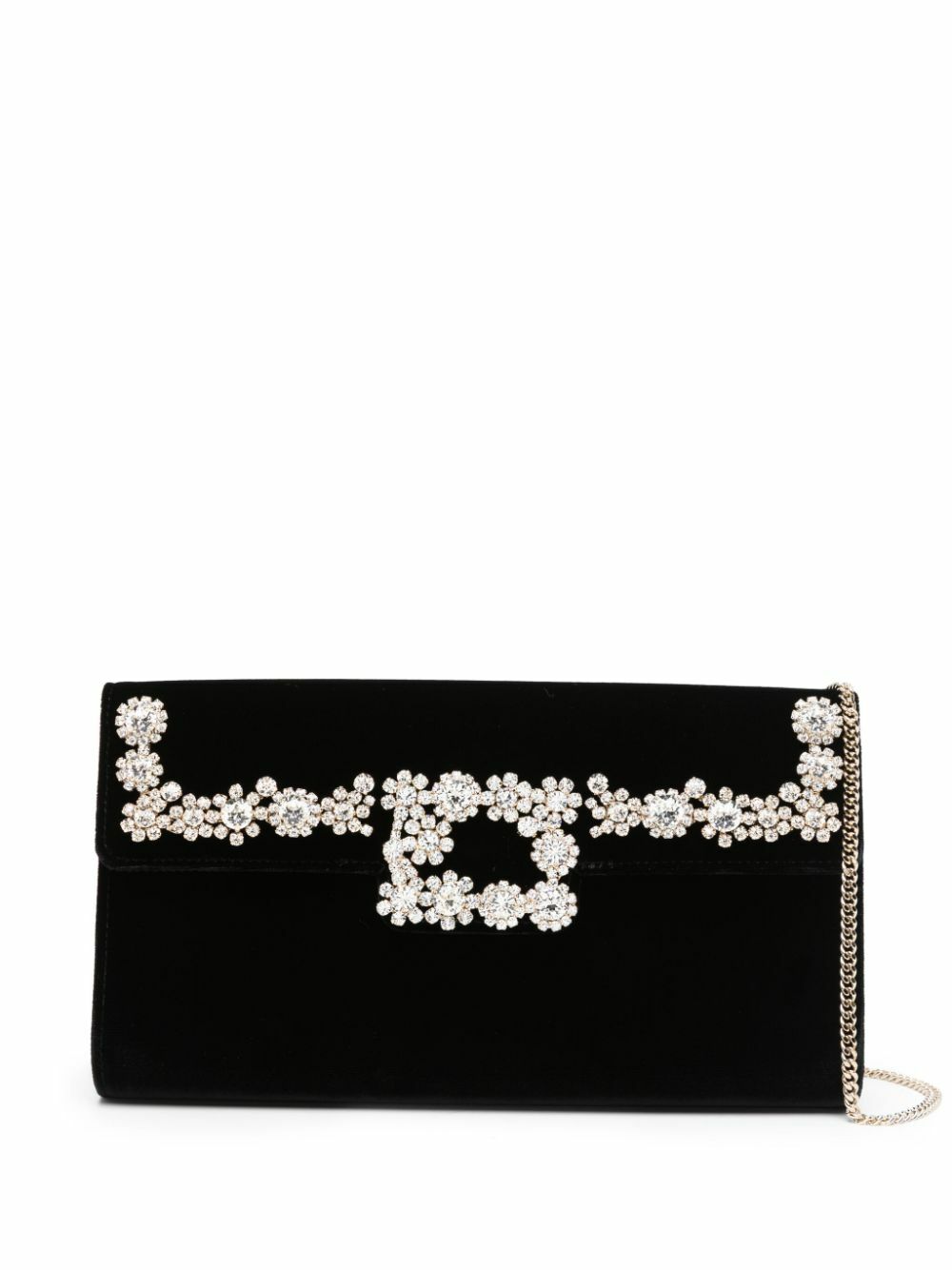 クラッチバッグ Roger Vivier Flower Buckle Pouch ROGER VIVIER - Crown Flower Strass Buckle Clutch Bag Roger