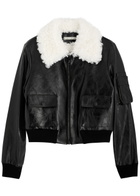 Alice + Olivia Willard Faux Fur-trimmed Faux Leather Jacket Black