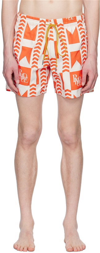 Photo: Rhude Orange & Off-White Grasse Swim Shorts