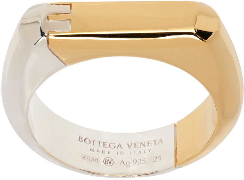 Bottega Veneta Gold & Silver Hinge Ring