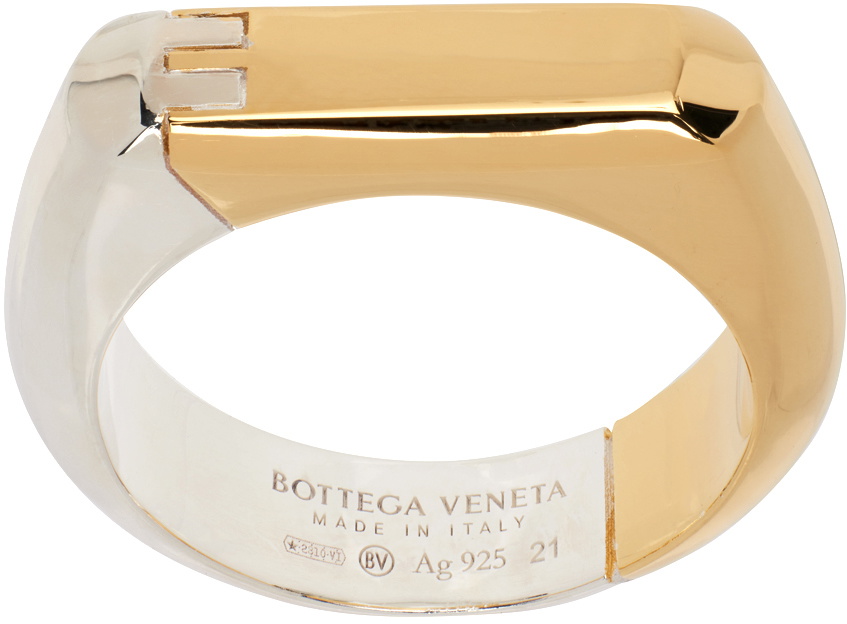 Bottega Veneta Gold & Silver Hinge Ring Bottega Veneta