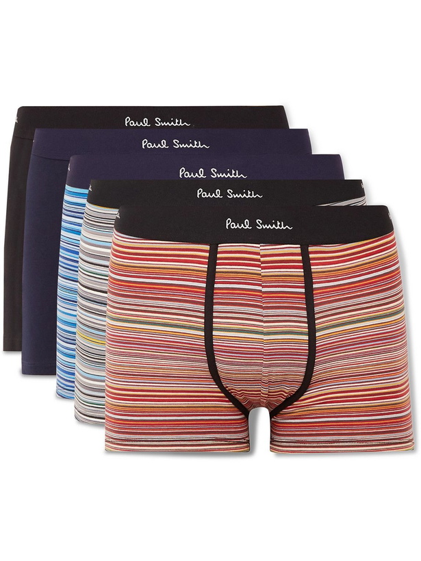 Photo: Paul Smith - Five-Pack Stretch-Cotton Boxer Briefs - Multi