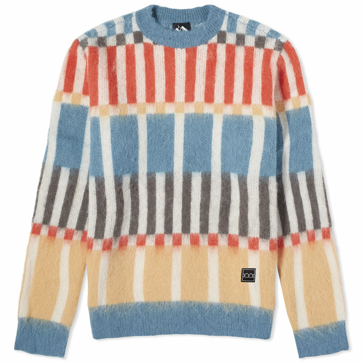 The Trilogy Tapes Men's TTT Check Grid Mohair Crew Knit in Multi