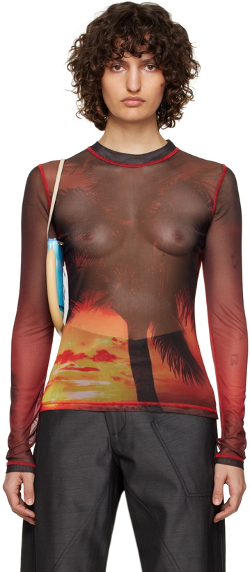 Photo: JW Anderson Black & Red Sunset Palm Long Sleeve T-Shirt