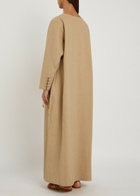 Tory Burch Lace-up Linen-blend Maxi Tunic Dress Sand
