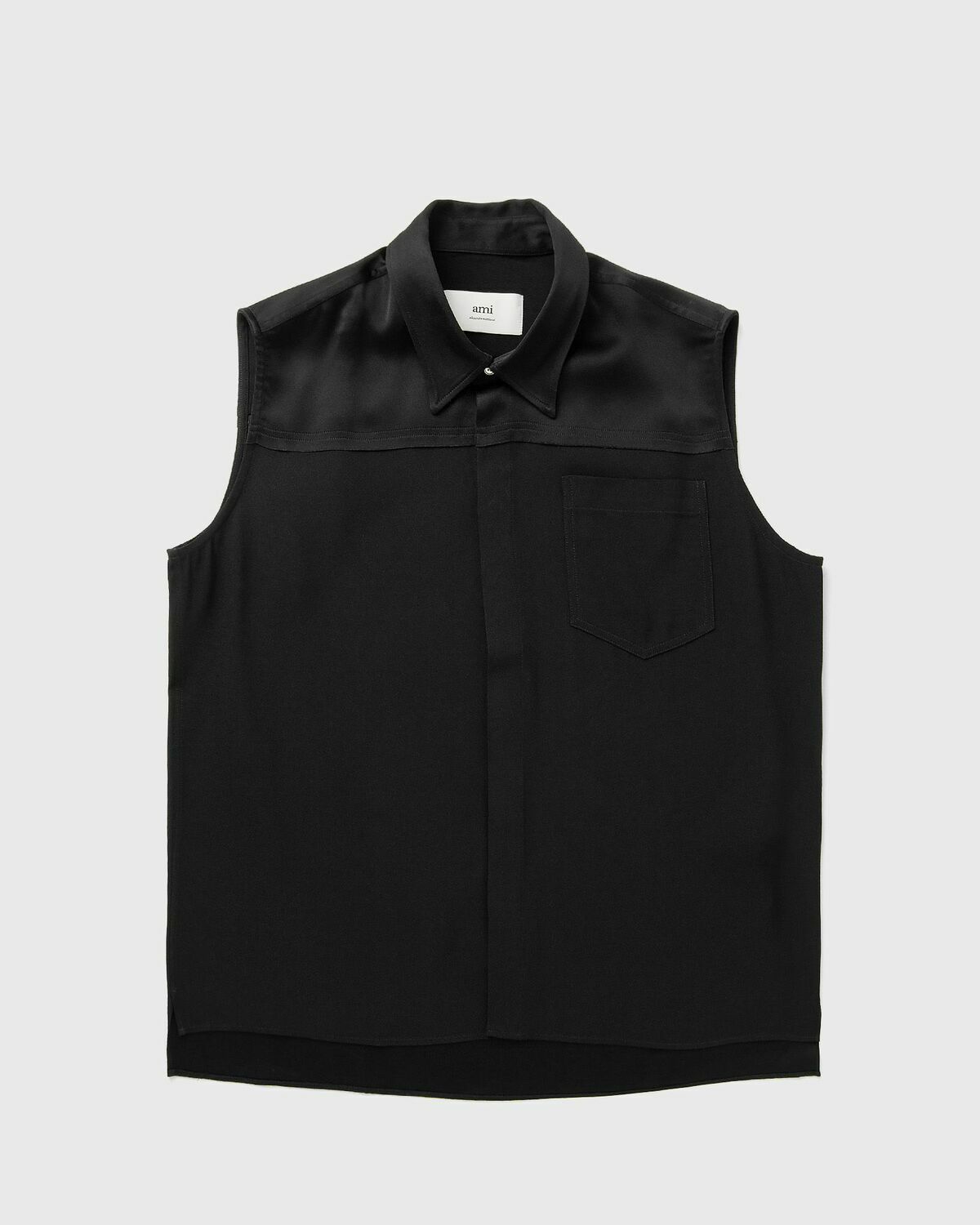 AMI Paris CLASSIC SLEEVELESS SHIRT Black Mens Shortsleefe