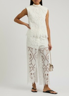 Lug Von Siga Karia Broderie Anglaise Cropped Trousers Off White