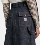 Moncler Belted denim midi skirt