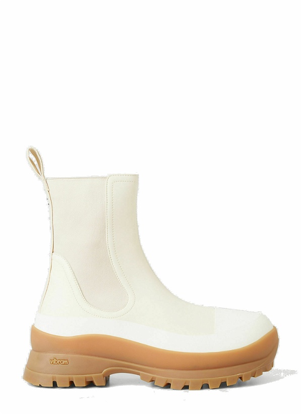 Photo: Trace Faux-Leather Chelsea Boots in Cream
