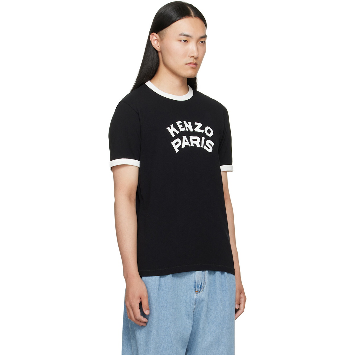 Kenzo Black Kenzo Paris Cotton 'KENZO Paris Emblem' Slim T-shirt