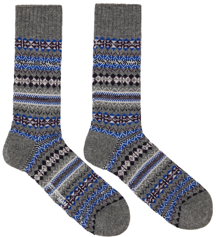 Photo: Junya Watanabe Grey & Blue Pattern Socks