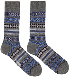 Junya Watanabe Grey & Blue Pattern Socks
