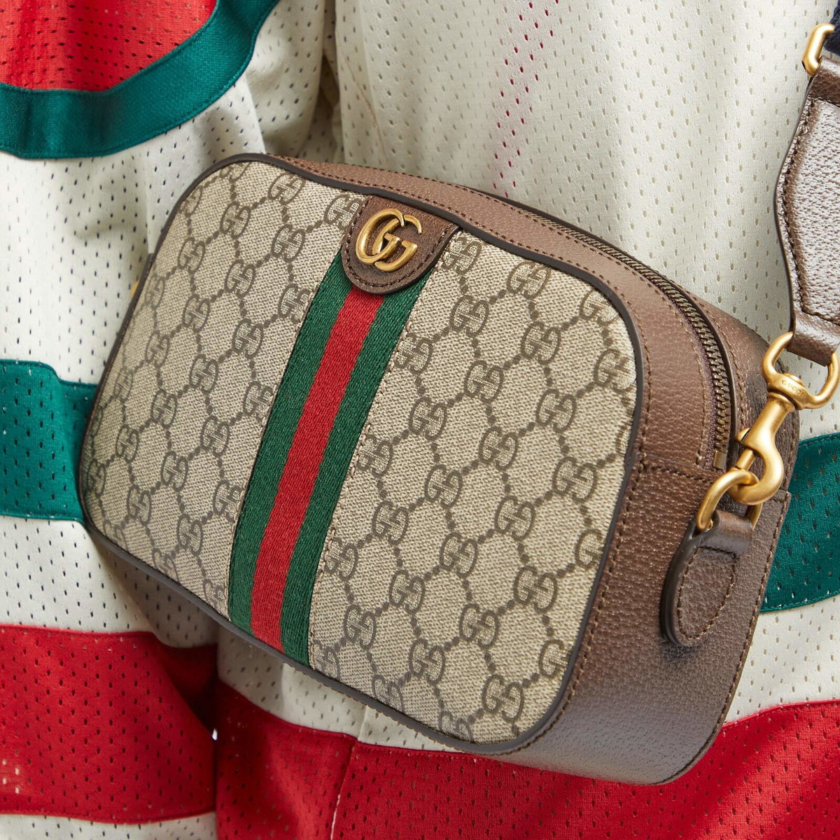 Gucci Men's GG Jacquard Messenger Bag in Beige Gucci