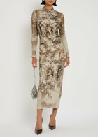 Jean Paul Gaultier Printed Ribbed Stretch-cotton Midi Dress Multicoloured