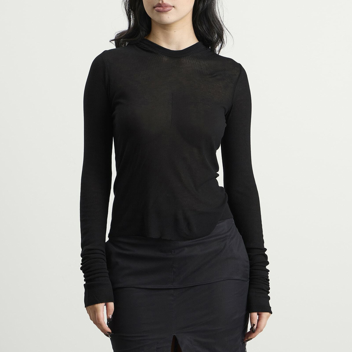 Rick Owens Women's Long Sleeve Hooded Top in Black