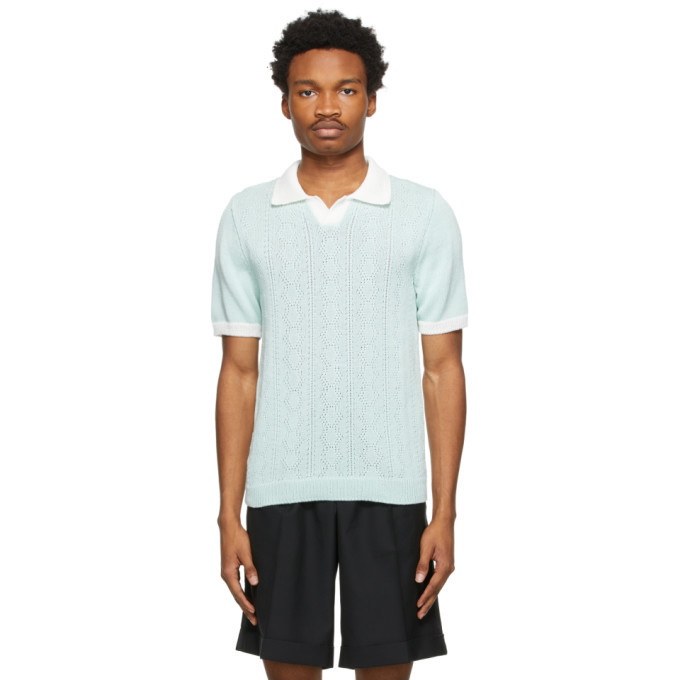 Ernest W. Baker Green Cable Knit Polo Ernest W. Baker