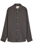 Studio Nicholson View Striped Lyocell and Silk-blend Shirt Indigo