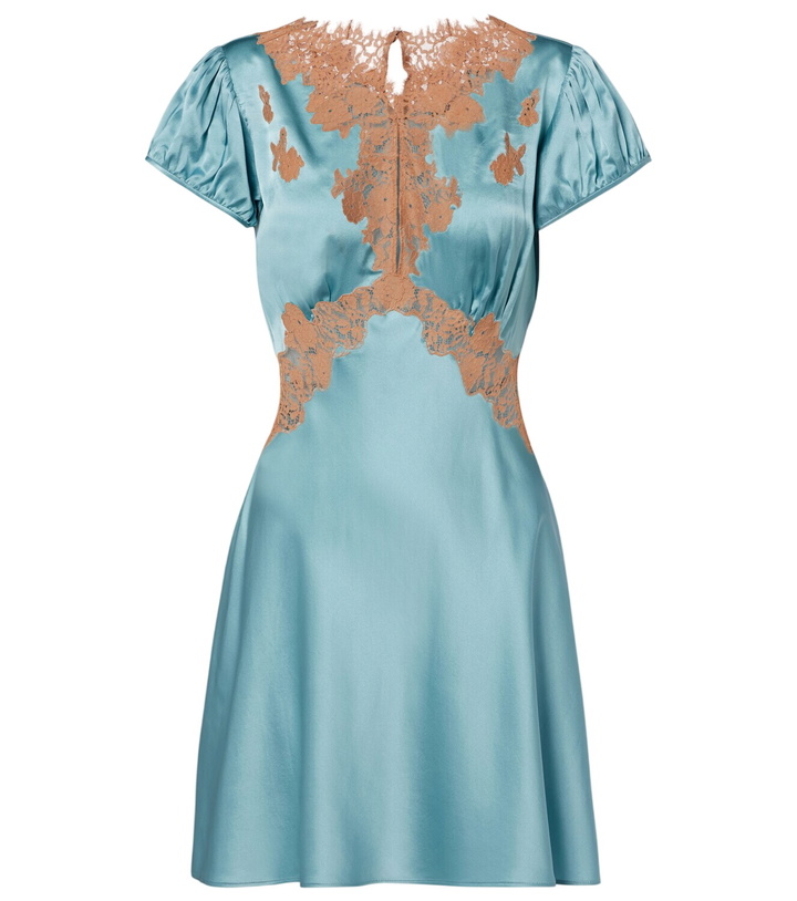 Photo: Dôen Junia lace-trimmed silk satin minidress