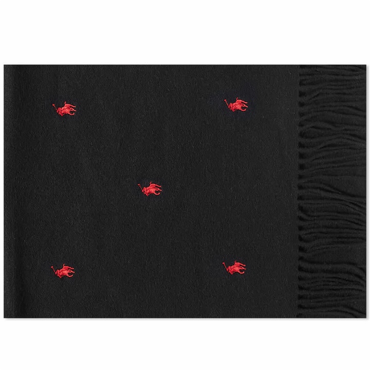 Photo: Polo Ralph Lauren Men's All Over Pony Player Scarf in Black/Red