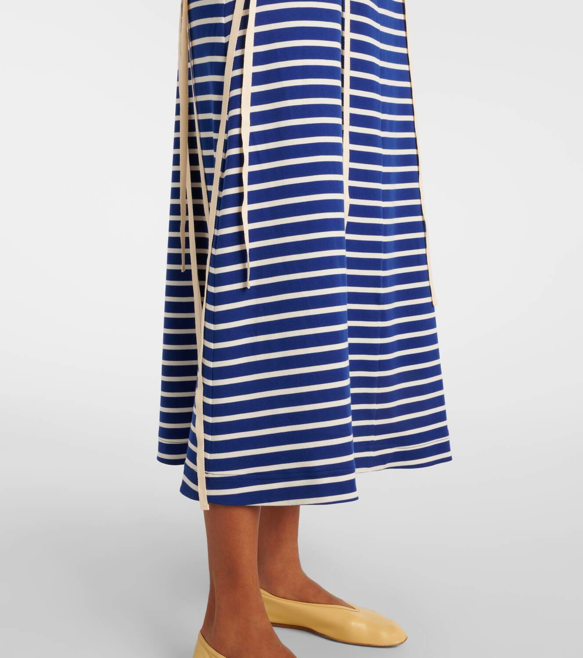 Plan C Striped cotton jersey midi dress