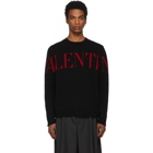 Valentino Black and Red Cashmere Logo Sweater