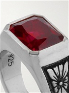 MAPLE - Midnight Silver Ruby Signet Ring - Silver