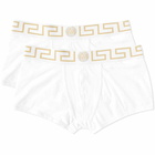 Versace Men's Greek Logo Waistband Boxer Trunk - 2 Pack in White/Gold