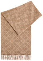 Tory Burch Logo-monogrammed Wool-blend Scarf - Camel - One Size