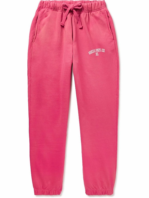 Photo: Guess USA - Tapered Cotton-Jersey Sweatpants - Pink