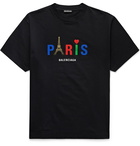 Balenciaga - Printed Cotton-Jersey T-Shirt - Black