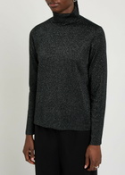 Eileen Fisher Metallic-weave Merino Wool top Black