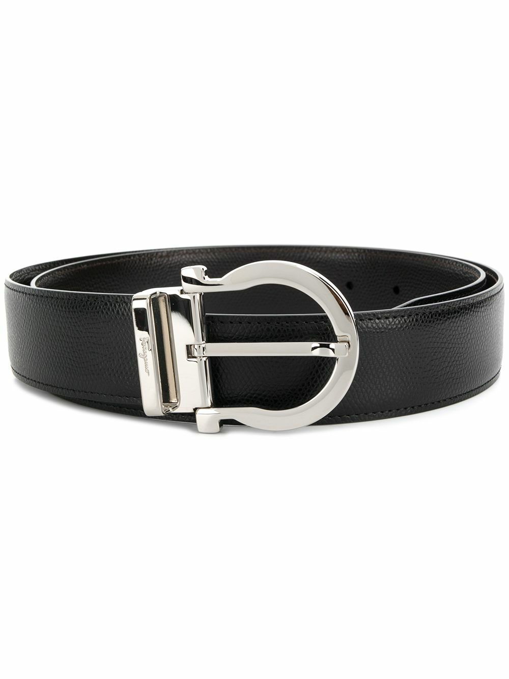 Ferragamo Men's Reversible Leather Belt with Beveled Gancini