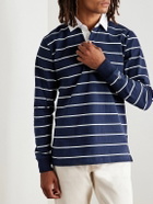 Noah - Classic Rugby Striped Cotton-Jersey Polo Shirt - Blue