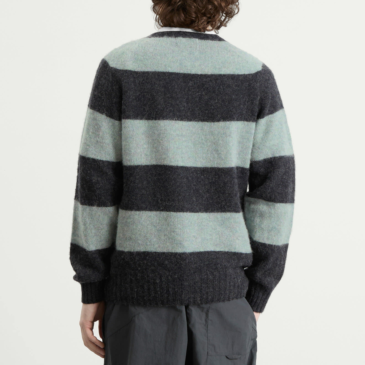 YMC Men's Suedehead Crew Neck Knit Presented by END. in Charcoal/Seaglass