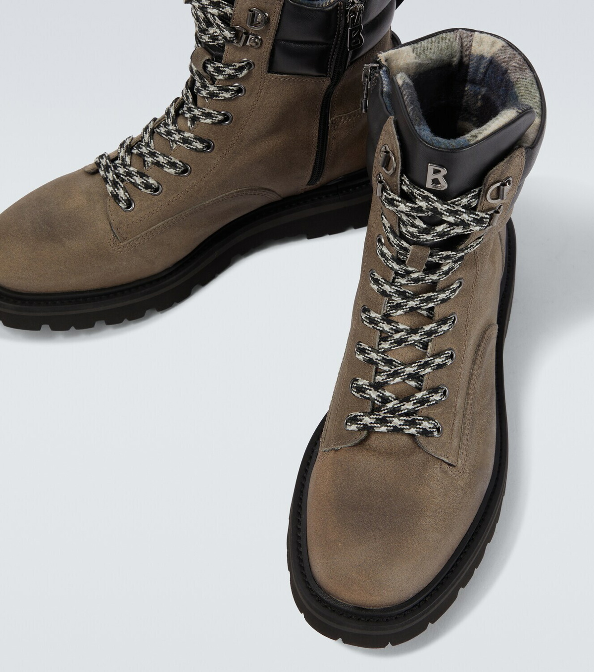 Bogner Seoul leather-trimmed suede lace-up boots