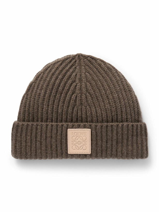 Photo: LOEWE - Logo-Appliquéd Ribbed Cashmere Beanie