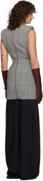 Mugler Gray Checked Stockman Mini Dress