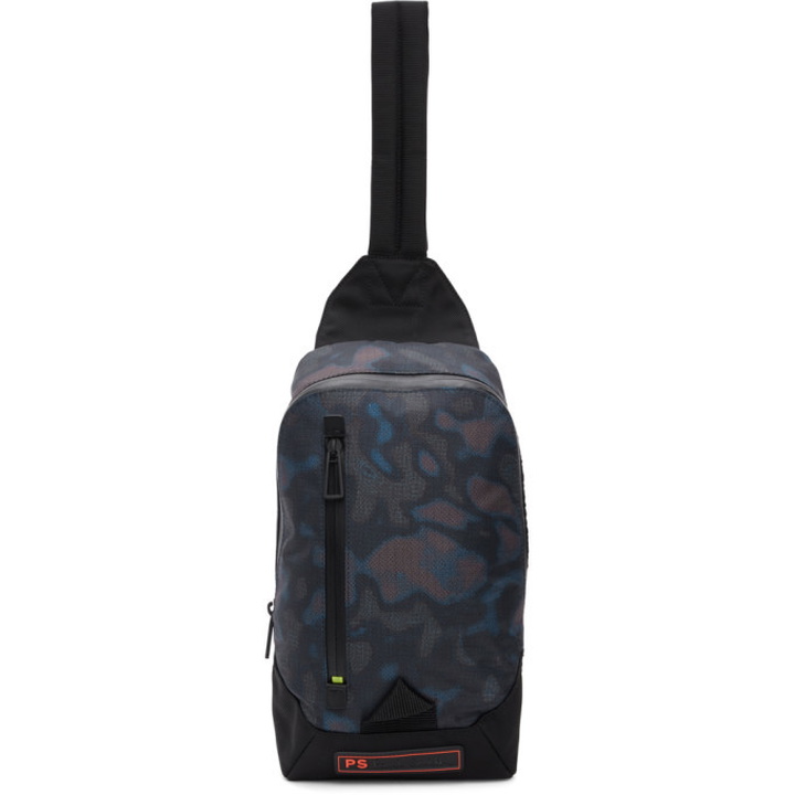 Photo: PS by Paul Smith Black Heat Map Camo Sling Backpack