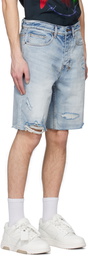 Ksubi Blue Ghosted Wolf Denim Shorts